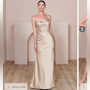 Revelry Skye Satin Dress Gold Champagne